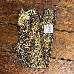 Snake Print Leggings - Gold and Black